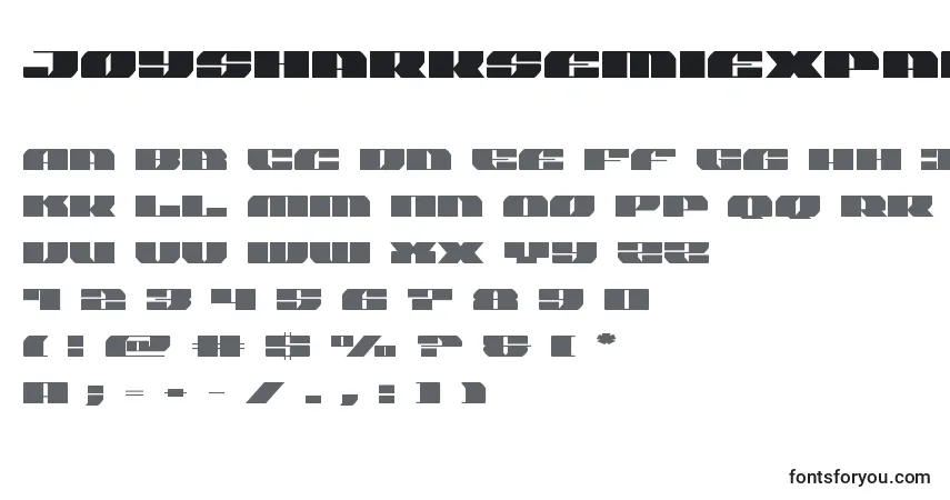 Czcionka Joysharksemiexpand – alfabet, cyfry, specjalne znaki