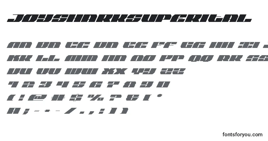 A fonte Joysharksuperital – alfabeto, números, caracteres especiais