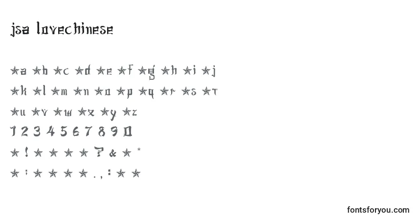 A fonte Jsa lovechinese – alfabeto, números, caracteres especiais