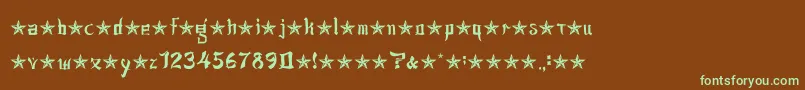 フォントjsa lovechinese – 緑色の文字が茶色の背景にあります。
