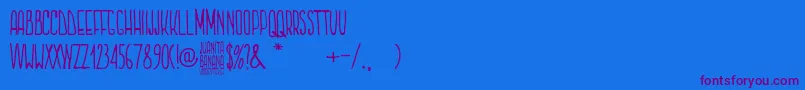Juanita Banana-Schriftart – Violette Schriften auf blauem Hintergrund