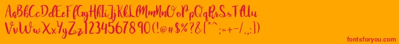 フォントJuanitaBrushSmooth – オレンジの背景に赤い文字