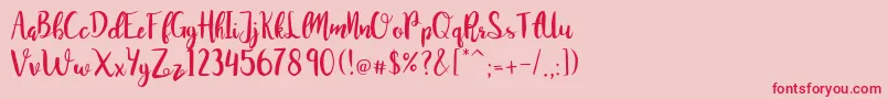 JuanitaBrushSmooth Font – Red Fonts on Pink Background