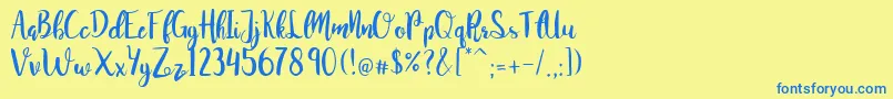 JuanitaBrushSmooth Font – Blue Fonts on Yellow Background