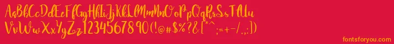 JuanitaBrushSmooth Font – Orange Fonts on Red Background