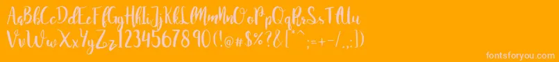 JuanitaBrushSmooth-Schriftart – Rosa Schriften auf orangefarbenem Hintergrund