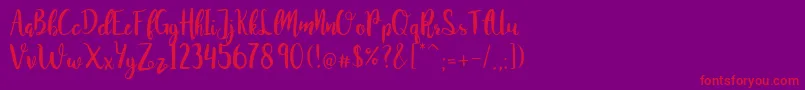 JuanitaBrushSmooth Font – Red Fonts on Purple Background