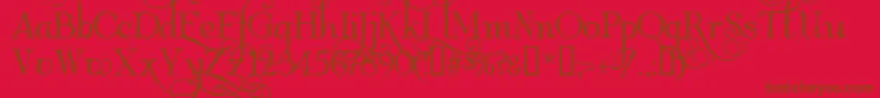 Więcej informacji o czcionce AlbemarleSwash Czcionka AlbemarleSwash – brązowe czcionki na czerwonym tle