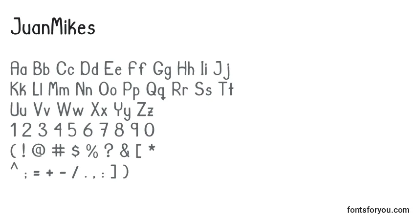 Schriftart JuanMikes – Alphabet, Zahlen, spezielle Symbole