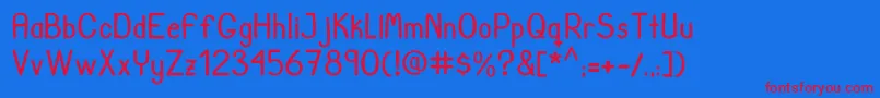 JuanMikes-fontti – punaiset fontit sinisellä taustalla