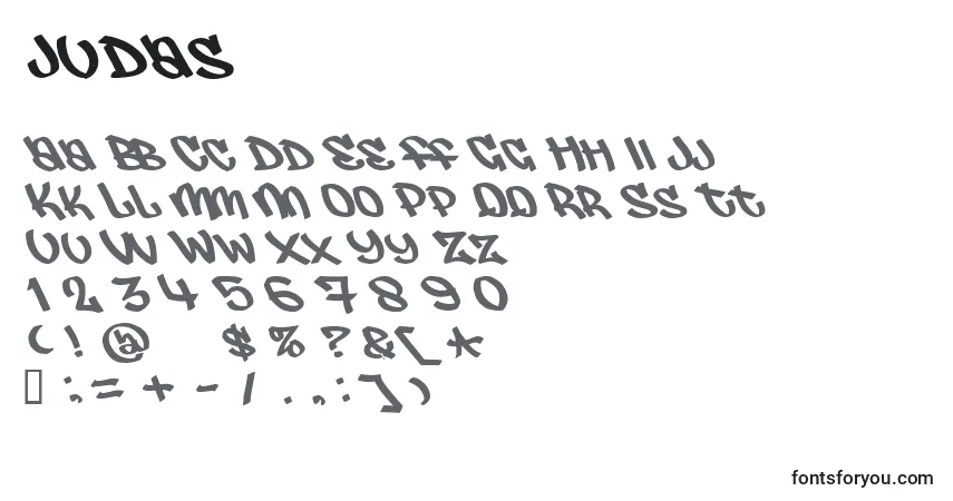 A fonte JUDAS    (131121) – alfabeto, números, caracteres especiais