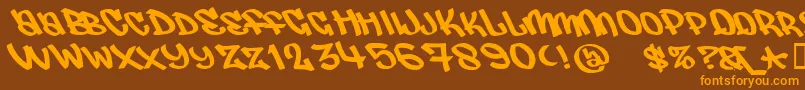 JUDAS   -Schriftart – Orangefarbene Schriften auf braunem Hintergrund