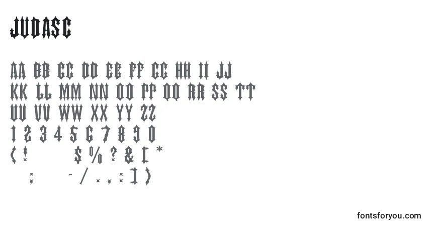 Czcionka Judasc   (131122) – alfabet, cyfry, specjalne znaki