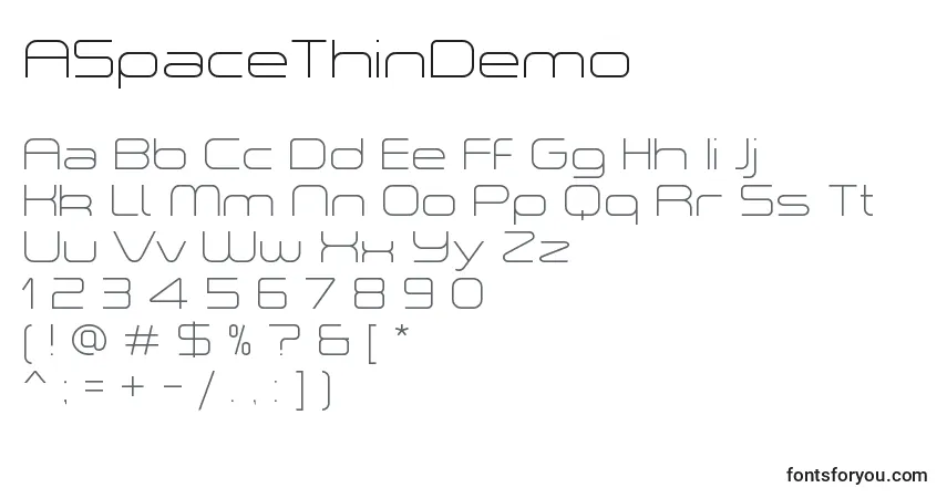 Шрифт ASpaceThinDemo – алфавит, цифры, специальные символы