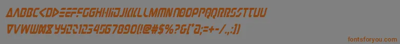 フォントjudgev2condital – 茶色の文字が灰色の背景にあります。