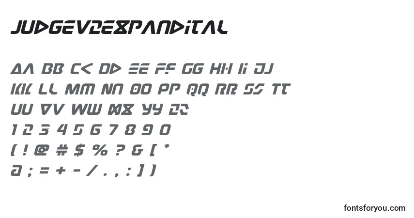 A fonte Judgev2expandital (131135) – alfabeto, números, caracteres especiais