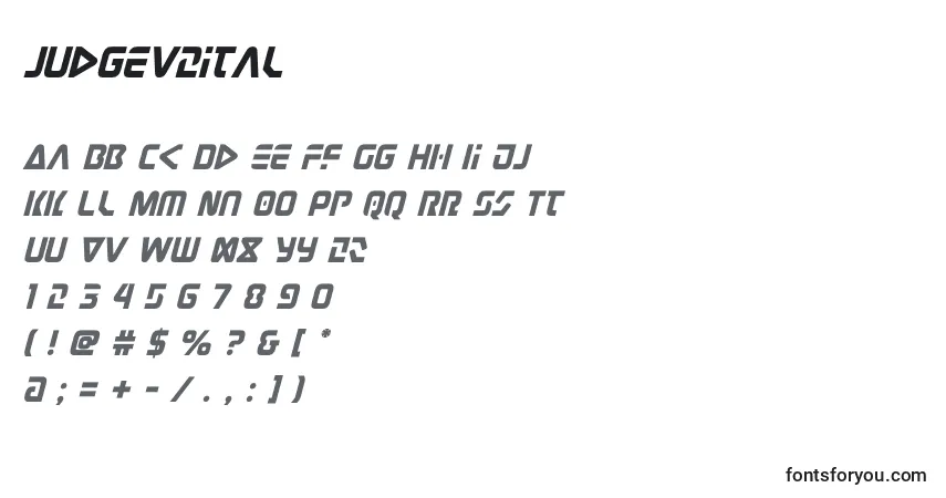 A fonte Judgev2ital (131137) – alfabeto, números, caracteres especiais