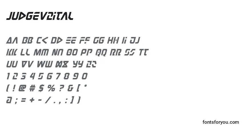 Schriftart Judgev2ital (131138) – Alphabet, Zahlen, spezielle Symbole