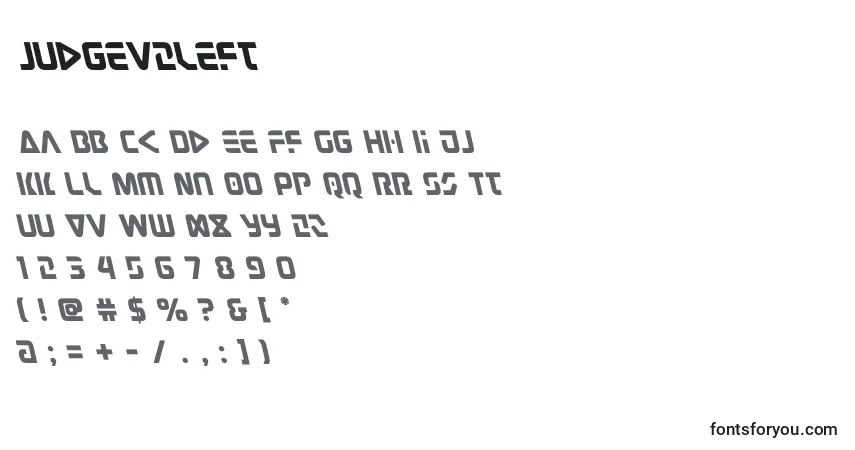 Schriftart Judgev2left (131139) – Alphabet, Zahlen, spezielle Symbole