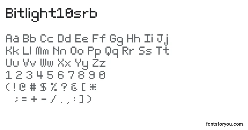 Czcionka Bitlight10srb – alfabet, cyfry, specjalne znaki