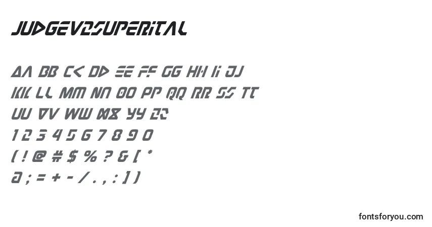 A fonte Judgev2superital – alfabeto, números, caracteres especiais
