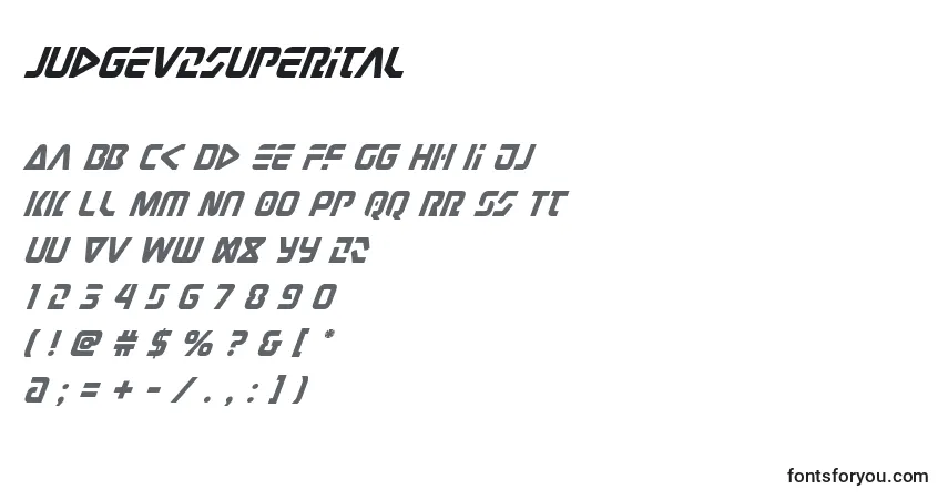 Schriftart Judgev2superital (131144) – Alphabet, Zahlen, spezielle Symbole