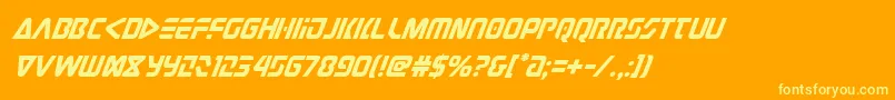 judgev2superital-Schriftart – Gelbe Schriften auf orangefarbenem Hintergrund