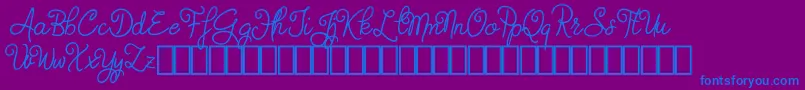 Judyth Demo-Schriftart – Blaue Schriften auf violettem Hintergrund