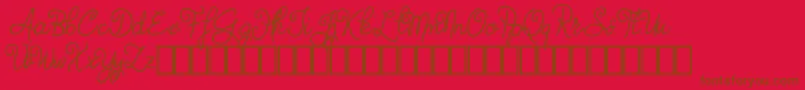 Fonte Judyth Demo – fontes marrons em um fundo vermelho