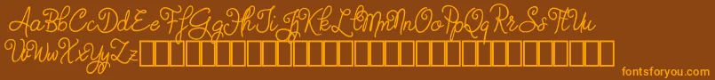 Judyth Demo-Schriftart – Orangefarbene Schriften auf braunem Hintergrund