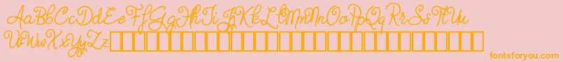 Judyth Demo-Schriftart – Orangefarbene Schriften auf rosa Hintergrund