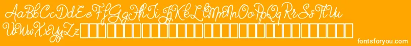 Judyth Demo-Schriftart – Weiße Schriften auf orangefarbenem Hintergrund