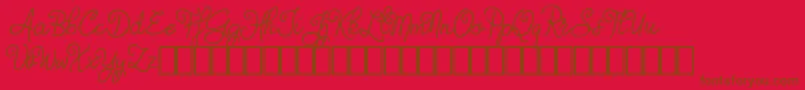 Judyth Demo-Schriftart – Braune Schriften auf rotem Hintergrund