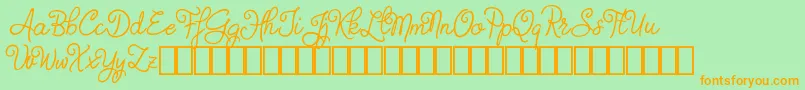 Judyth Demo-Schriftart – Orangefarbene Schriften auf grünem Hintergrund