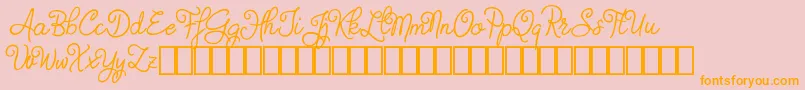 Judyth Demo-Schriftart – Orangefarbene Schriften auf rosa Hintergrund