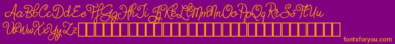 Judyth Demo-Schriftart – Orangefarbene Schriften auf violettem Hintergrund