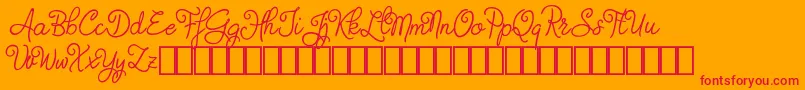 Judyth Demo-Schriftart – Rote Schriften auf orangefarbenem Hintergrund