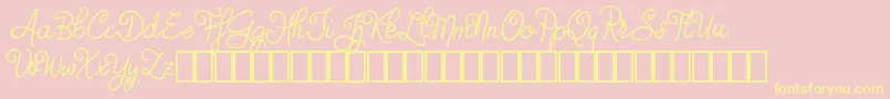 Fonte Judyth Demo – fontes amarelas em um fundo rosa