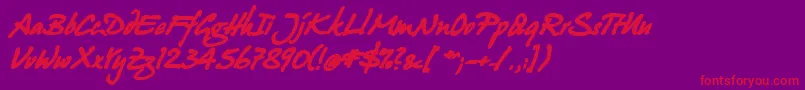 Juergen Bold Kursiv-Schriftart – Rote Schriften auf violettem Hintergrund