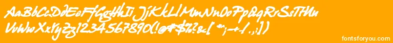 Juergen Bold Kursiv-Schriftart – Weiße Schriften auf orangefarbenem Hintergrund