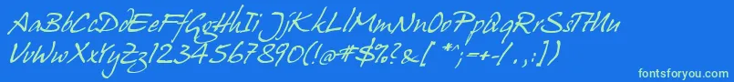 Fonte Juergen Italic – fontes verdes em um fundo azul