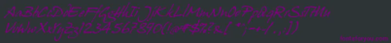 Juergen Italic Font – Purple Fonts on Black Background