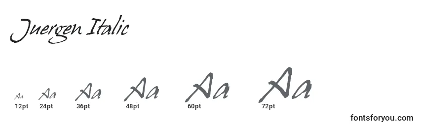 Размеры шрифта Juergen Italic