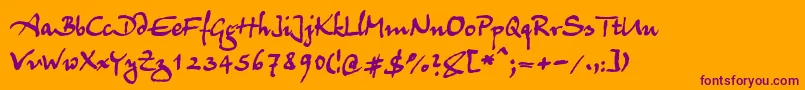 Juergen-Schriftart – Violette Schriften auf orangefarbenem Hintergrund