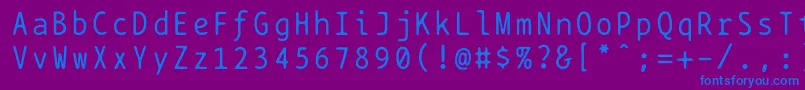 フォントBptypewrite – 紫色の背景に青い文字