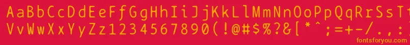 フォントBptypewrite – 赤い背景にオレンジの文字