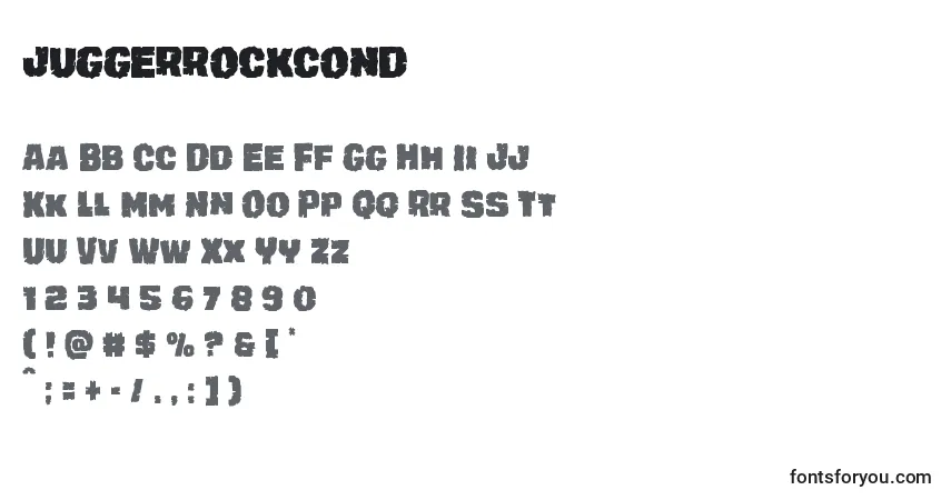 A fonte Juggerrockcond – alfabeto, números, caracteres especiais