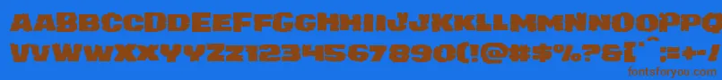 フォントjuggerrockexpand – 茶色の文字が青い背景にあります。
