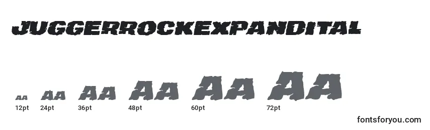 Размеры шрифта Juggerrockexpandital