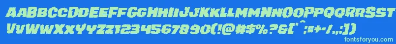juggerrockital Font – Green Fonts on Blue Background